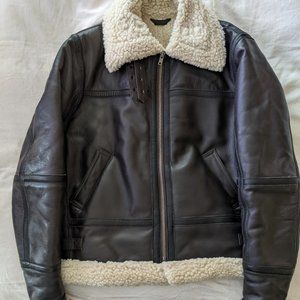 Italian thick leather shearling jacket